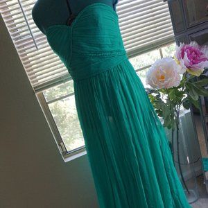 Teal Strapless Corset Maxi Gown